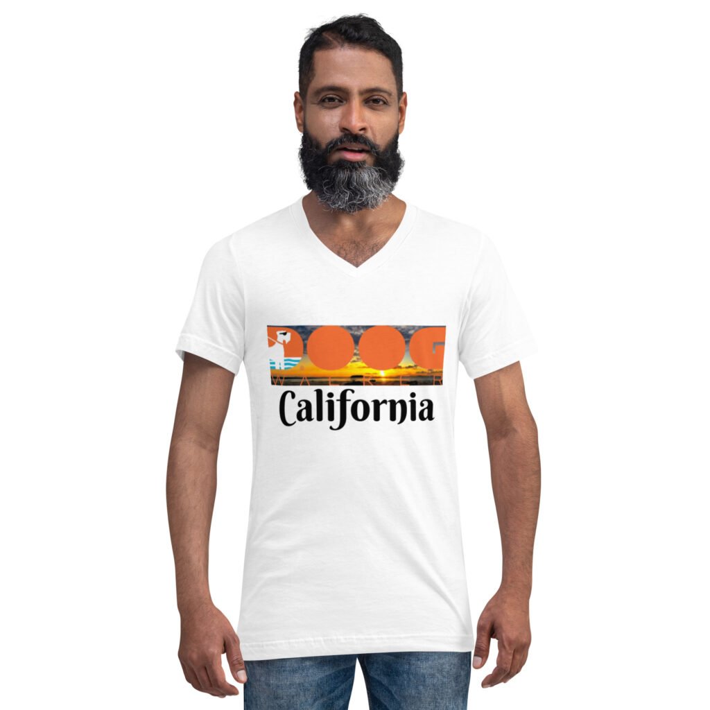 Afghan Hound Doog Walker California V-Neck Tee