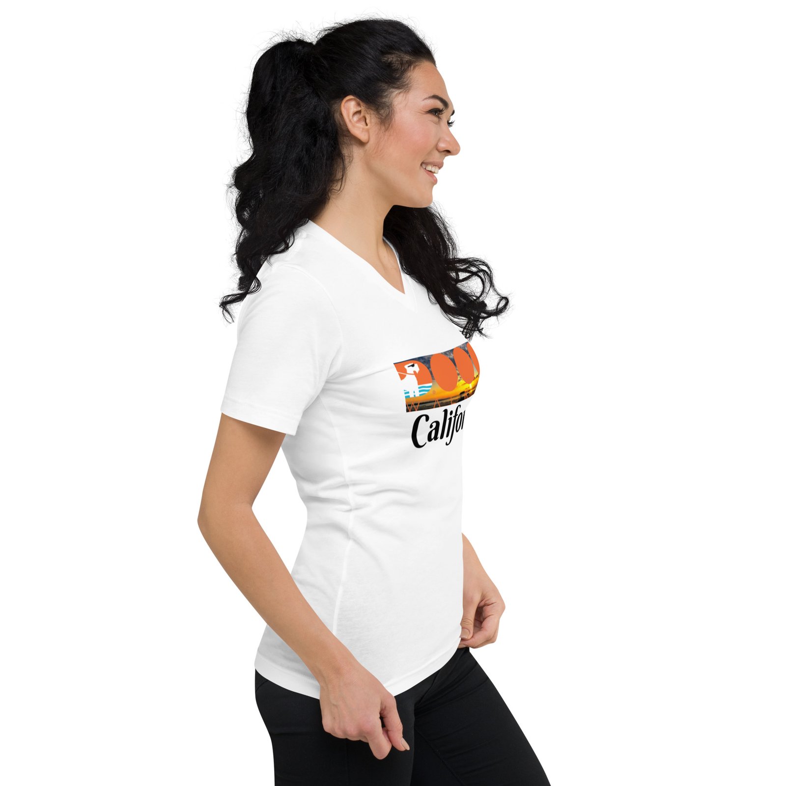 Afghan Hound Doog Walker California V-Neck Tee - Image 6