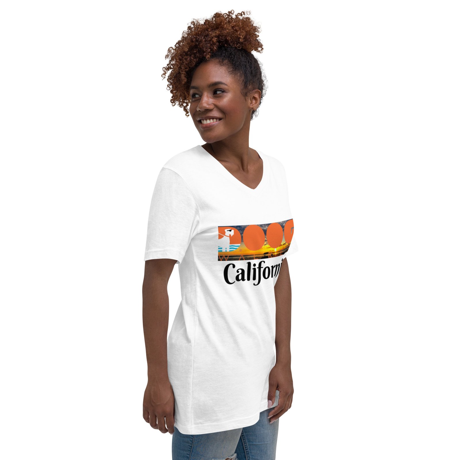 Afghan Hound Doog Walker California V-Neck Tee - Image 7